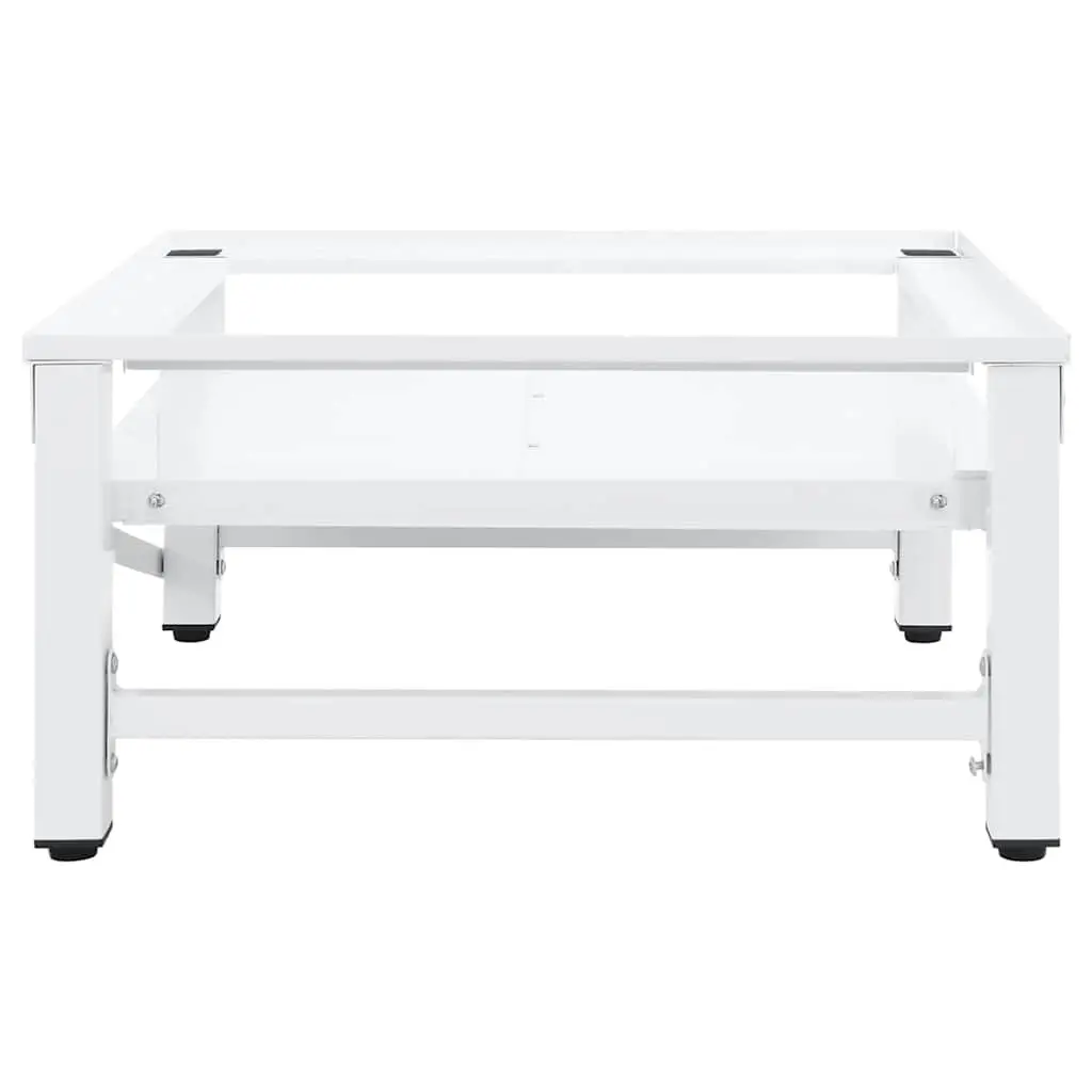 Washing Machine Pedestal for Laundry with Pull-out Shelf White Steel Frame