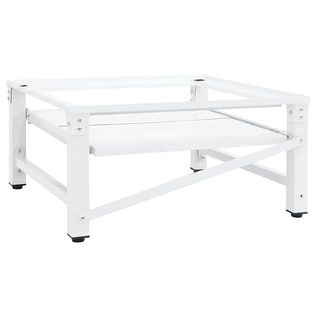Washing Machine Pedestal for Laundry with Pull-out Shelf White Steel Frame