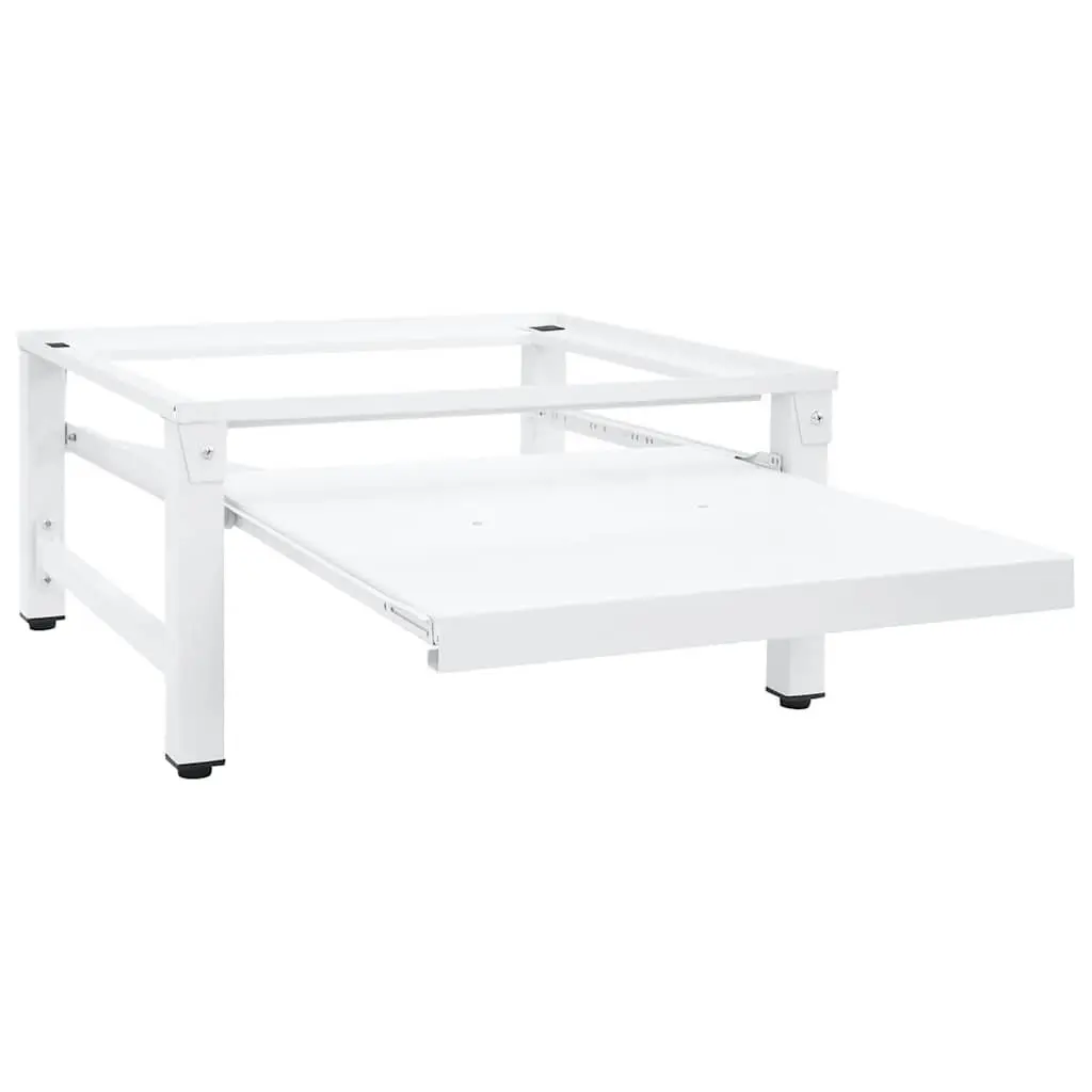 Washing Machine Pedestal for Laundry with Pull-out Shelf White Steel Frame