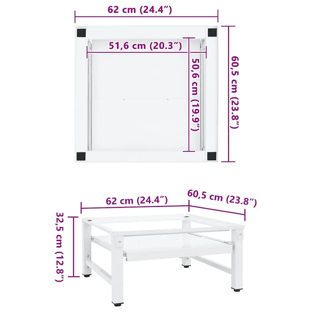 Washing Machine Pedestal for Laundry with Pull-out Shelf White Steel Frame