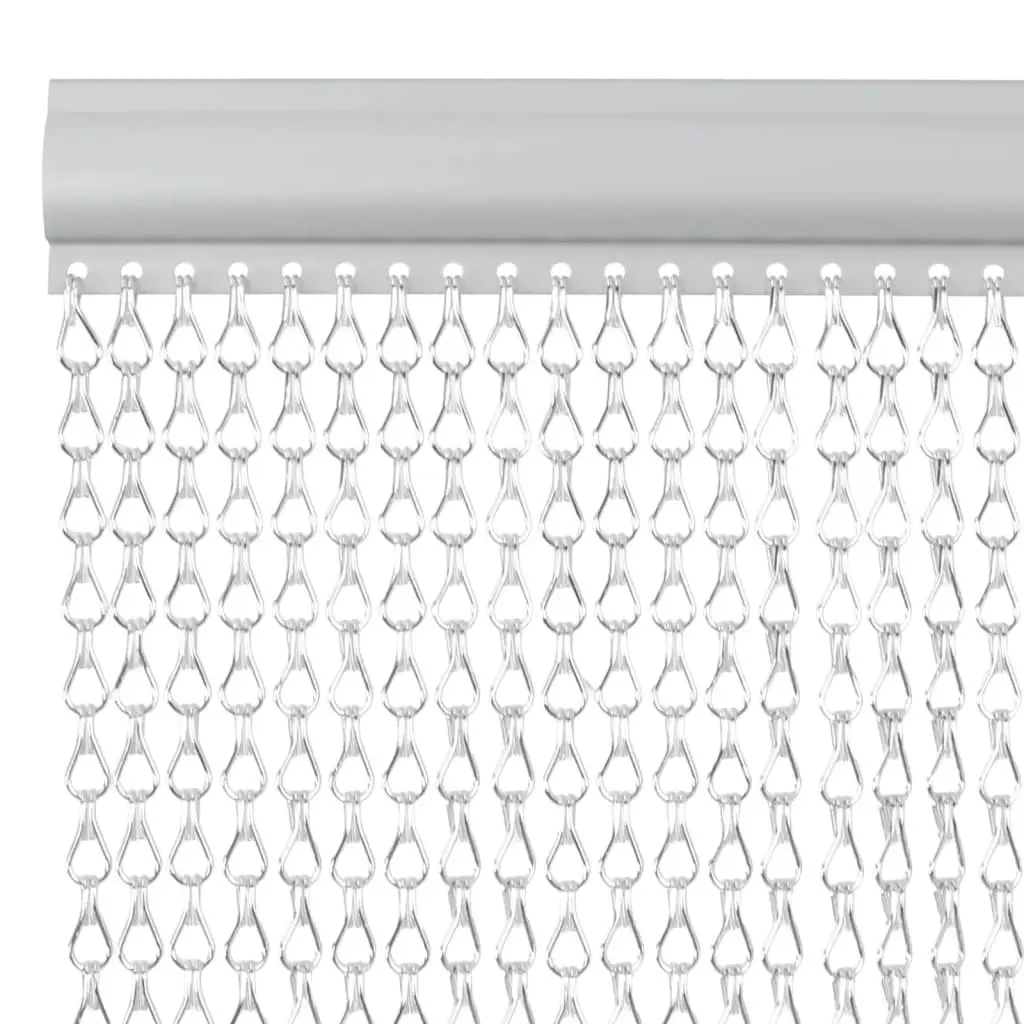 Chain Door Fly Screen 90x212 cm Silver Aluminium Insect Barrier Adjustable