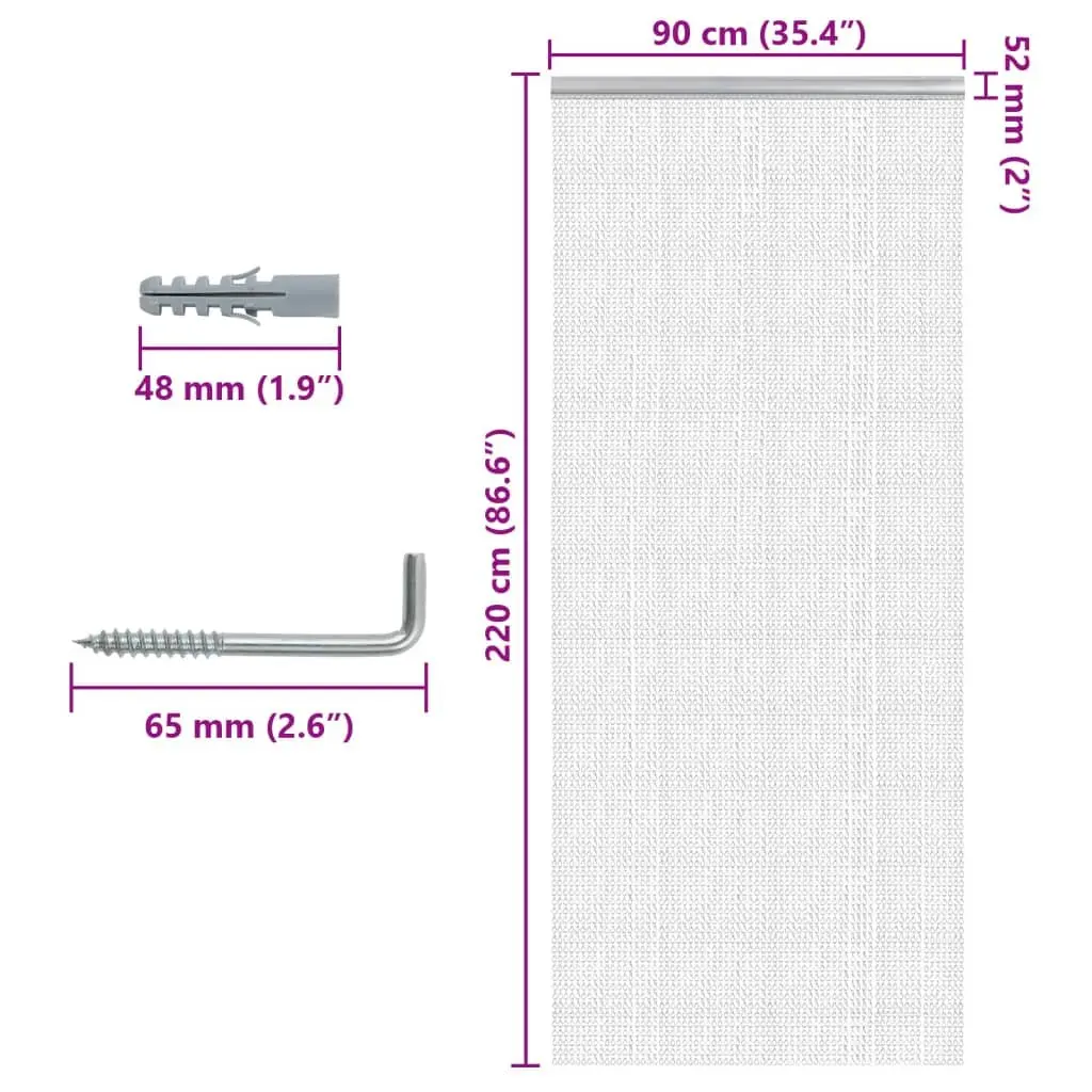 Chain Door Fly Screen 90x220 cm Silver Aluminium Insect Barrier Curtain