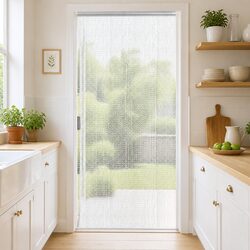 Chain Door Fly Screen 100x200 cm Aluminium Silver Adjustable Insect Barrier