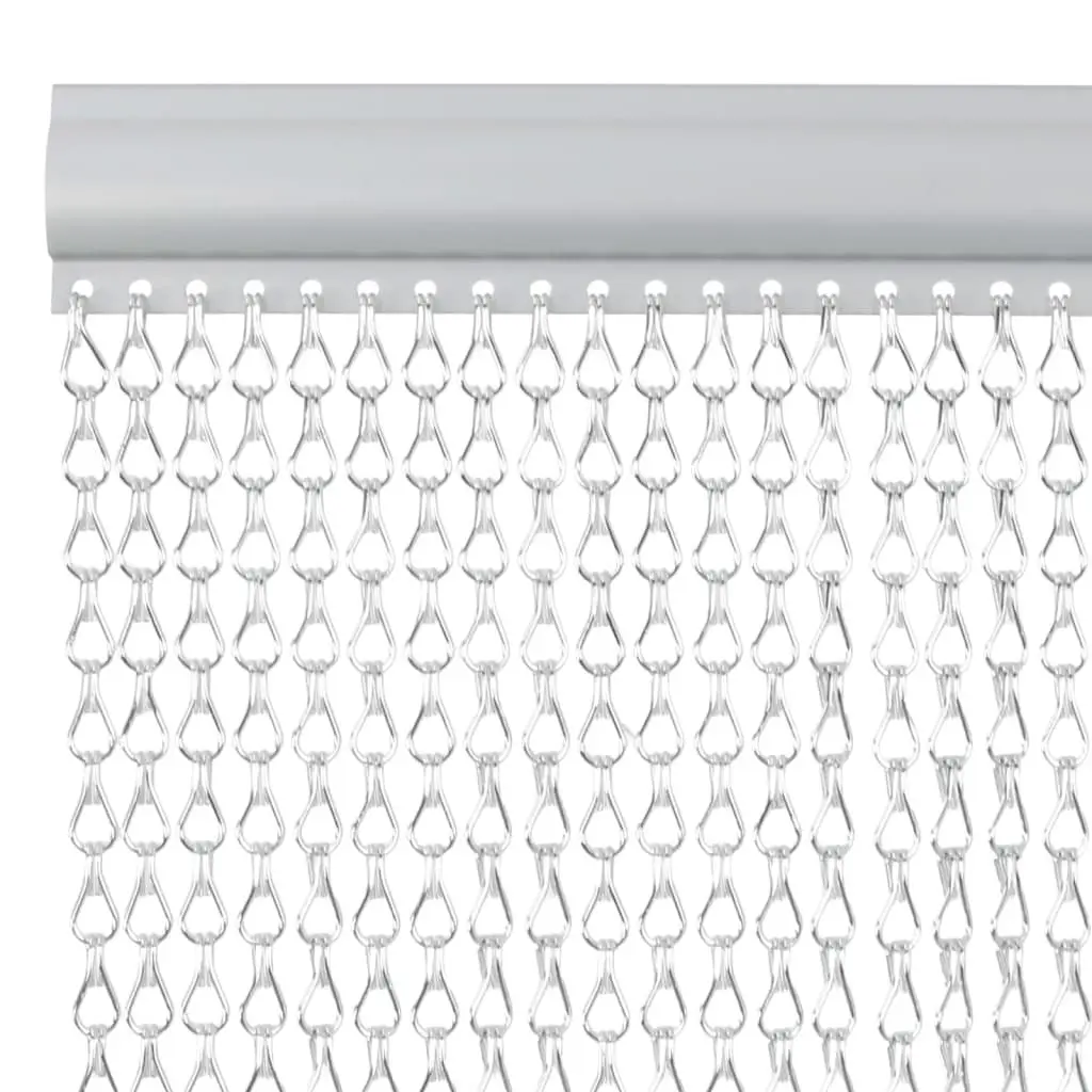 Chain Door Fly Screen 100x200 cm Aluminium Silver Adjustable Insect Barrier