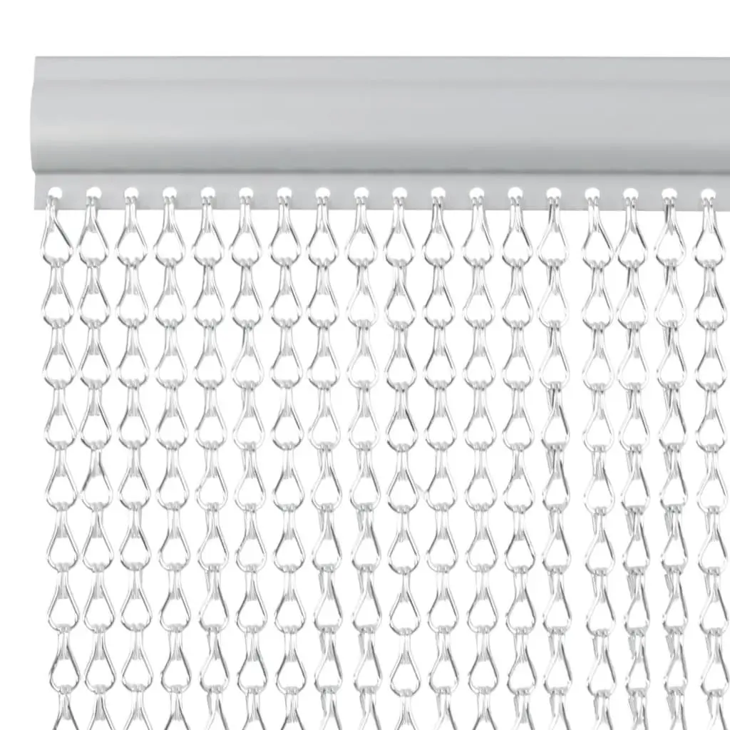 Chain Door Fly Screen 100x226 cm Aluminium Silver Adjustable Insect Barrier