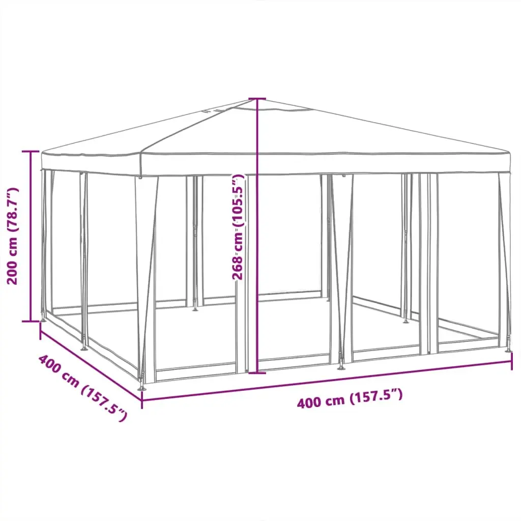 Party Tent Outdoor Gazebo Canopy 4x4m with 8 Mesh Sidewalls