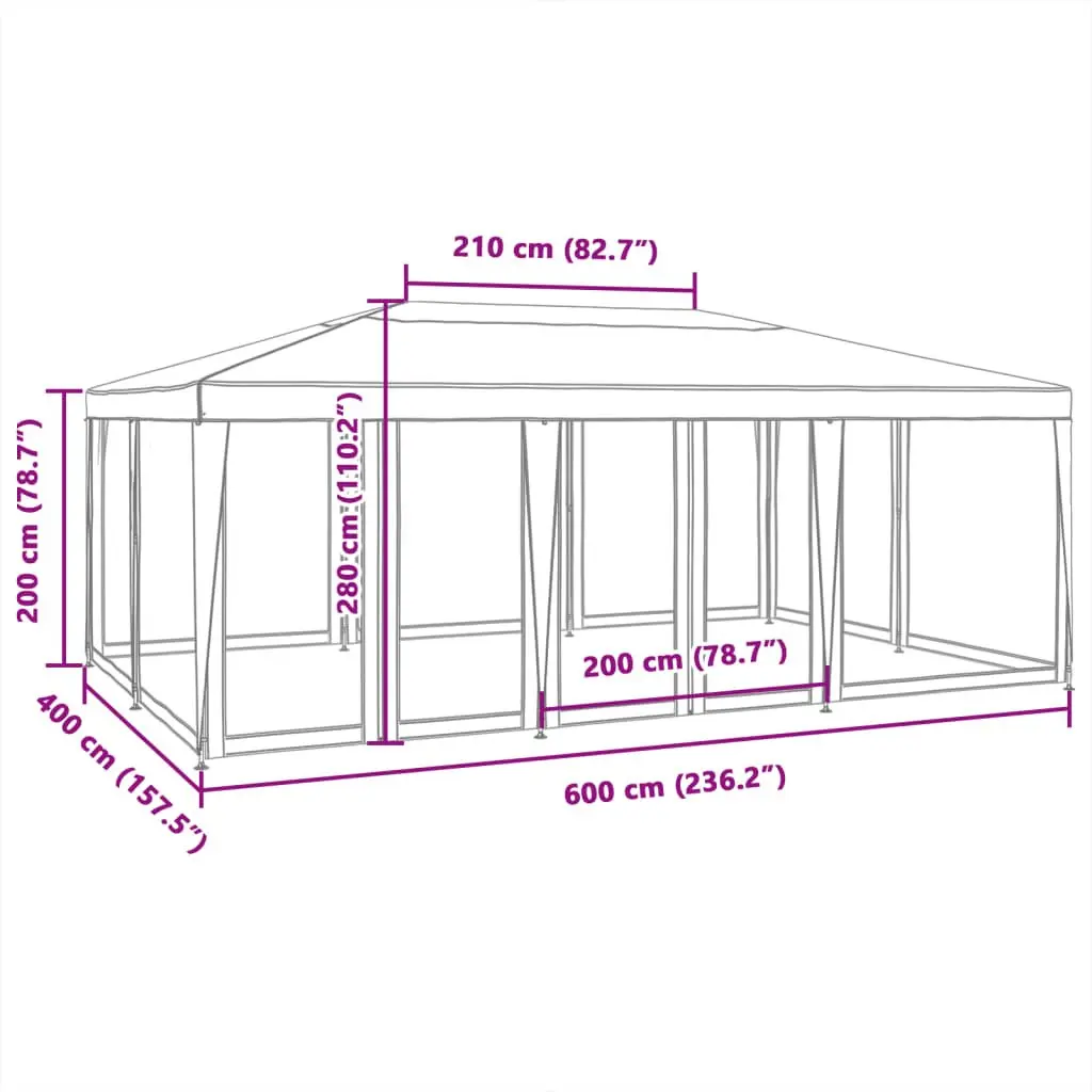 6x4m Blue Outdoor Gazebo Tent
