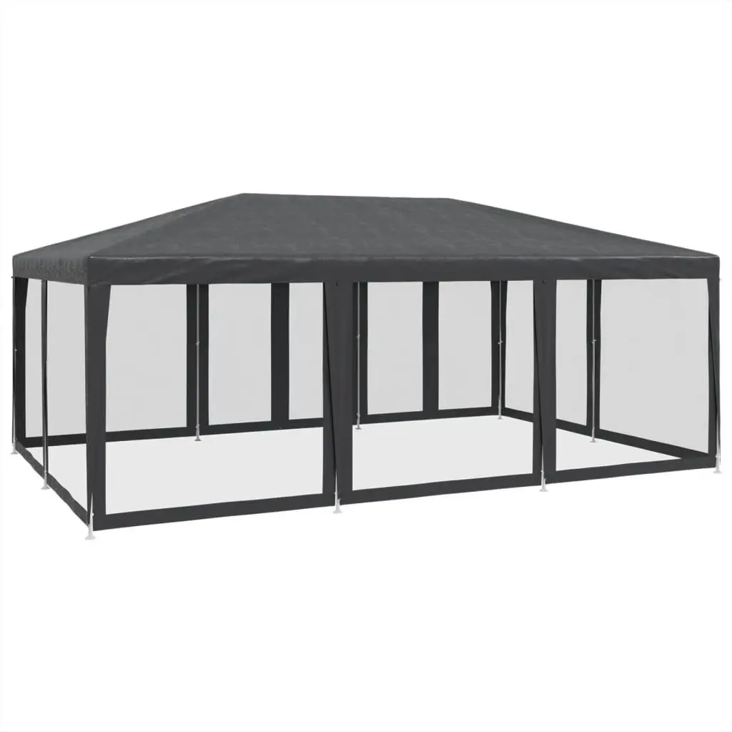 Party Tent Outdoor Gazebo 6x4m with 10 Mesh Sidewalls Anthracite Garden