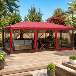 Party Tent 6x4m Outdoor Gazebo Canopy with 10 Mesh Sidewalls Garden Shelter