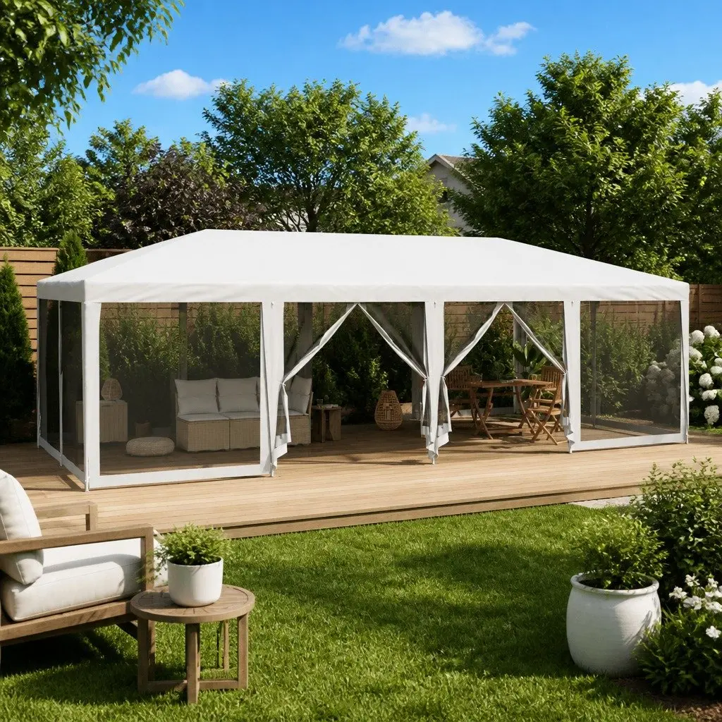 Party Tent Outdoor Gazebo 8x4m with 12 Mesh Sidewalls