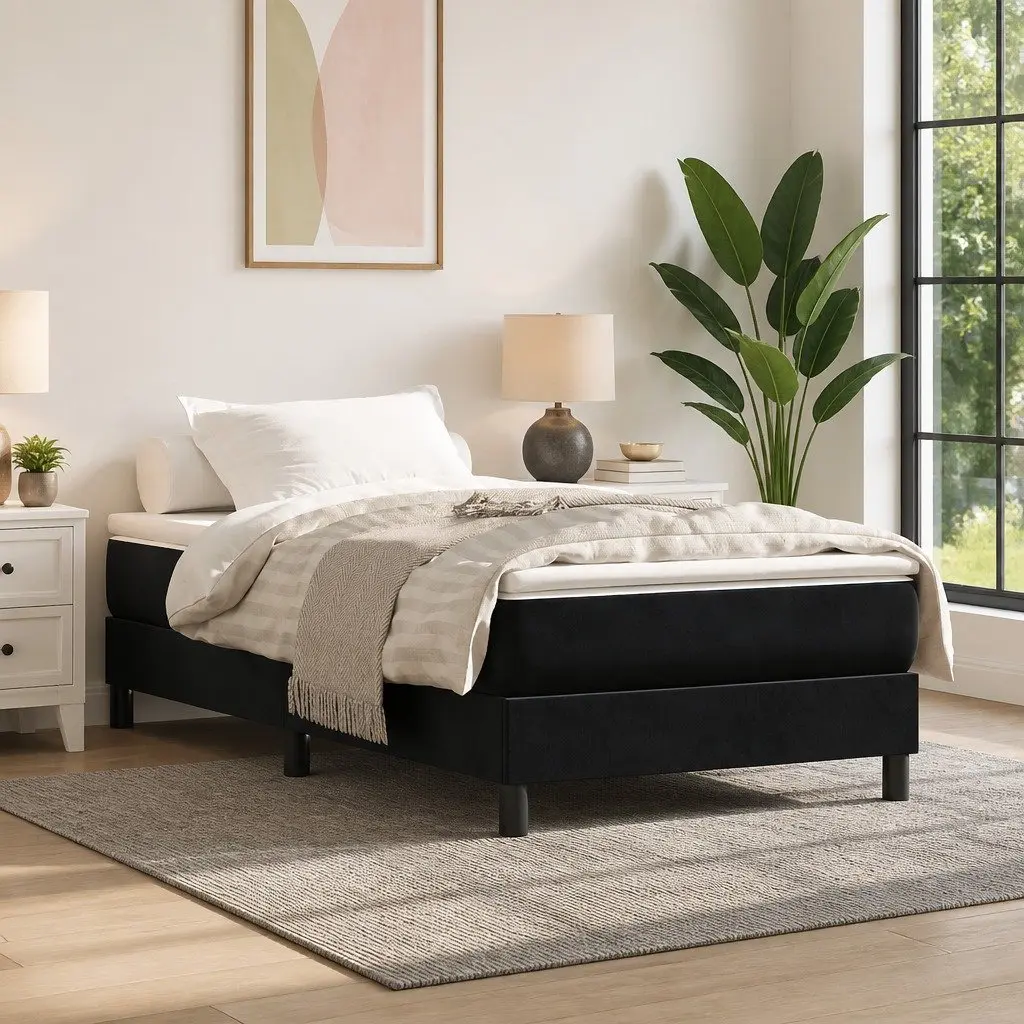 Pocket Spring Mattress Black Velvet Medium Firm King Single Size 106x203x20cm