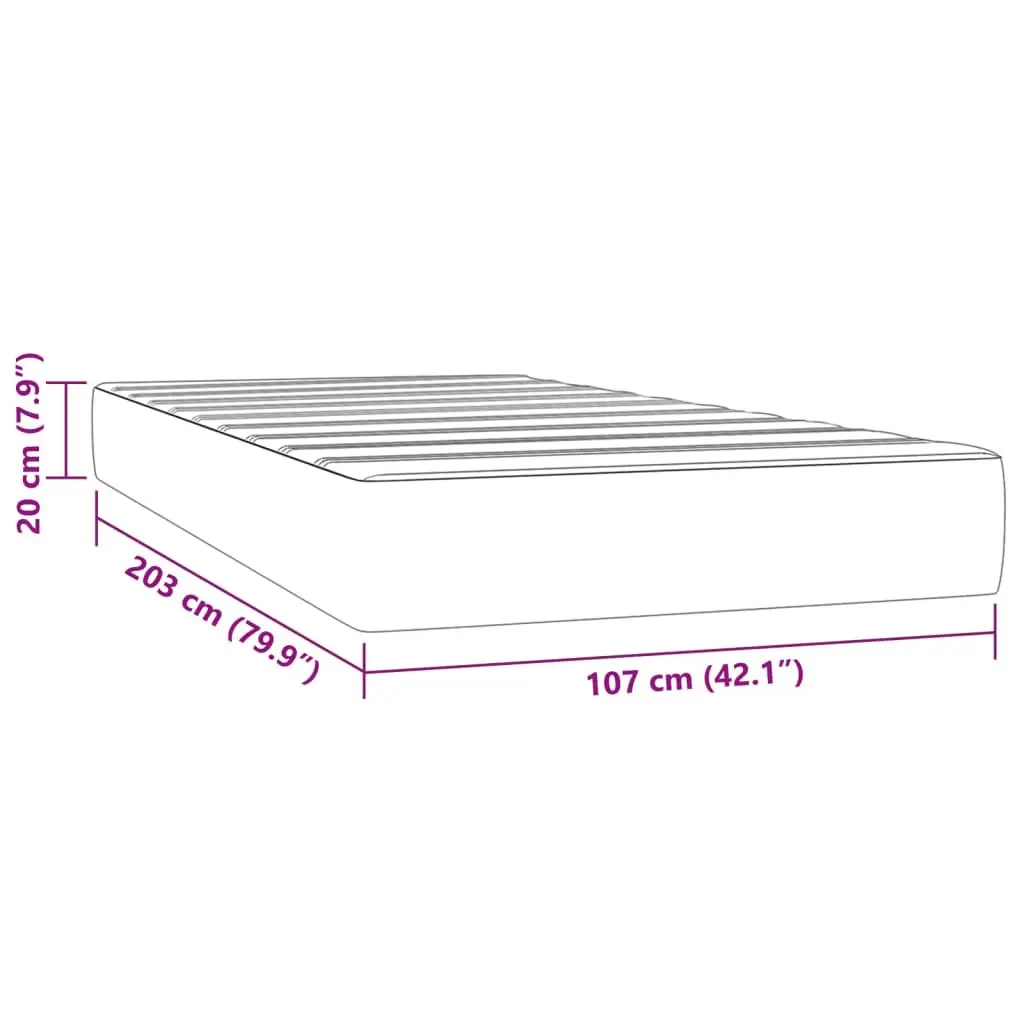 Pocket Spring Mattress Black Velvet Medium Firm King Single Size 106x203x20cm