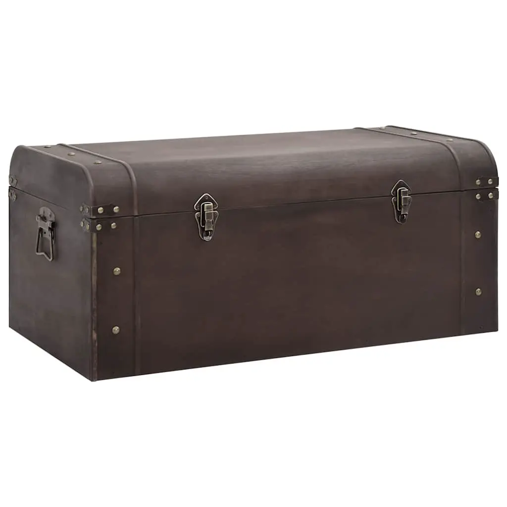 Brown Storage Chest Coffee Table with Latches