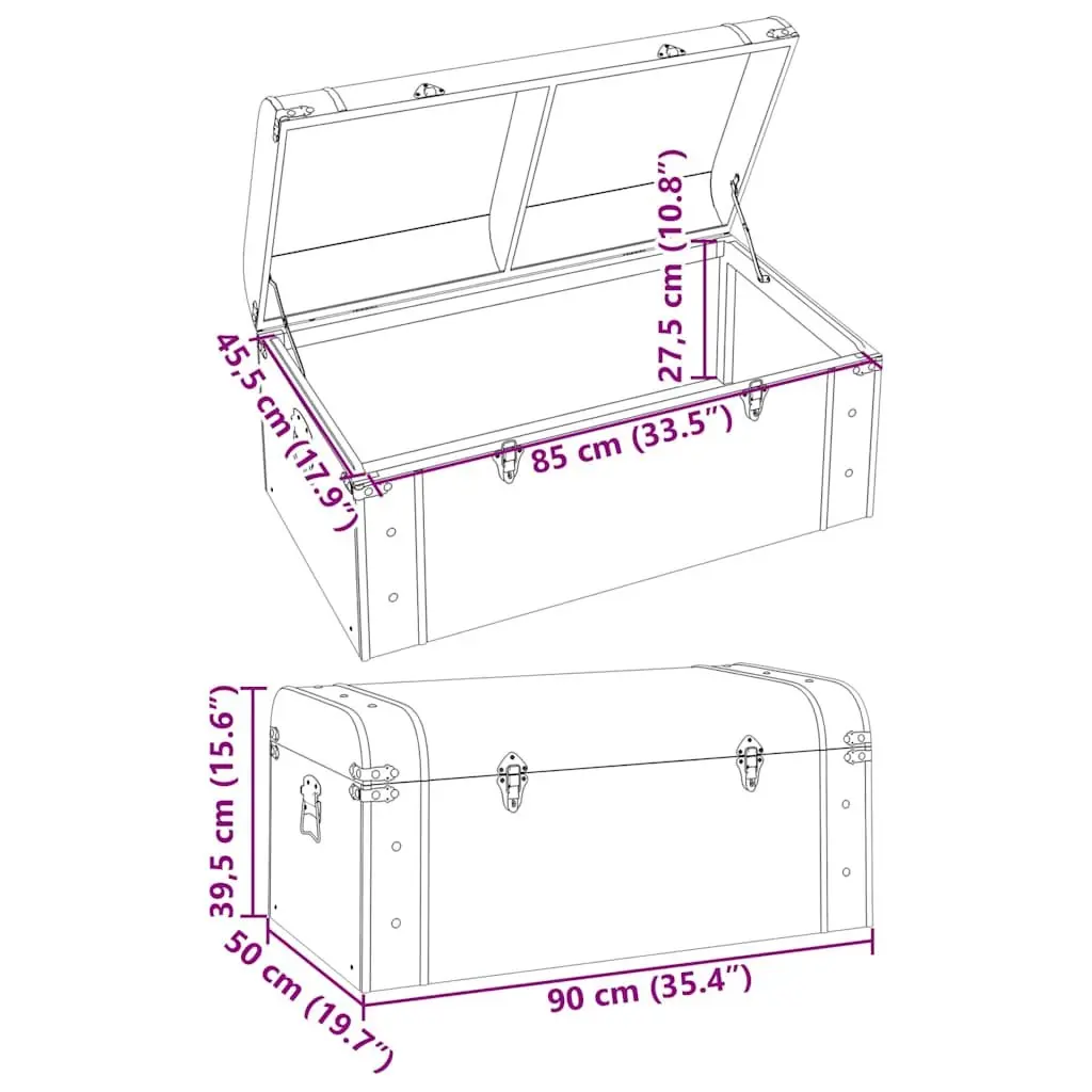 Brown Storage Chest Coffee Table with Latches