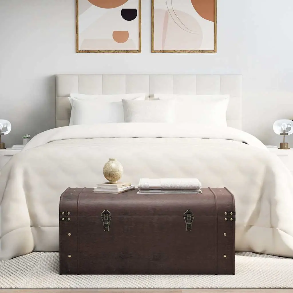 Brown Storage Chest Coffee Table with Latches