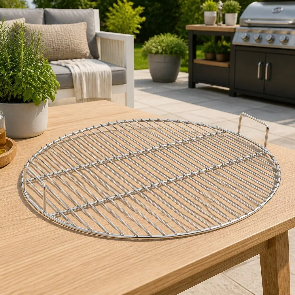 Round Grill Grate for BBQ 54cm Portable Cooking Grate with Handles