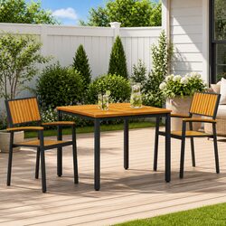 Stacking Chair 2 pcs Brown 56 x 57 x 87 cm Solid Acacia Wood Outdoor Garden