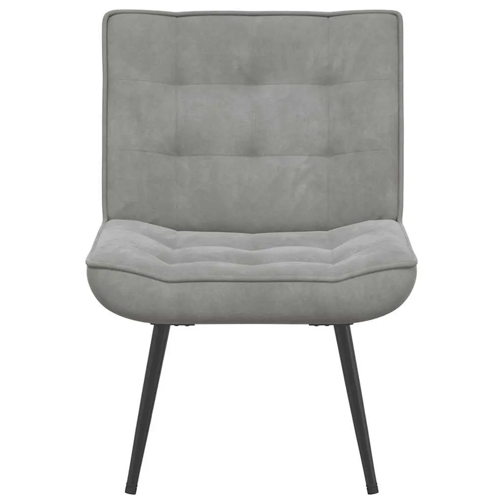 Relaxing Chair Grey Velvet Upholstered Lounge Seat Backrest Home Office Leisure