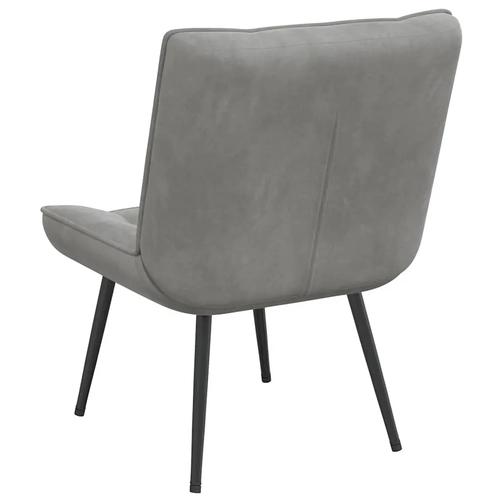 Relaxing Chair Grey Velvet Upholstered Lounge Seat Backrest Home Office Leisure