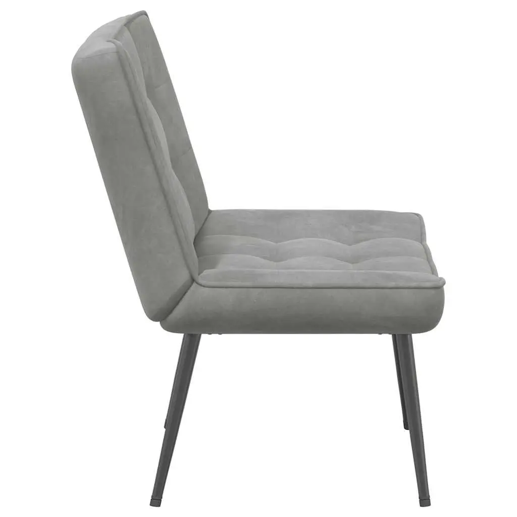 Relaxing Chair Grey Velvet Upholstered Lounge Seat Backrest Home Office Leisure