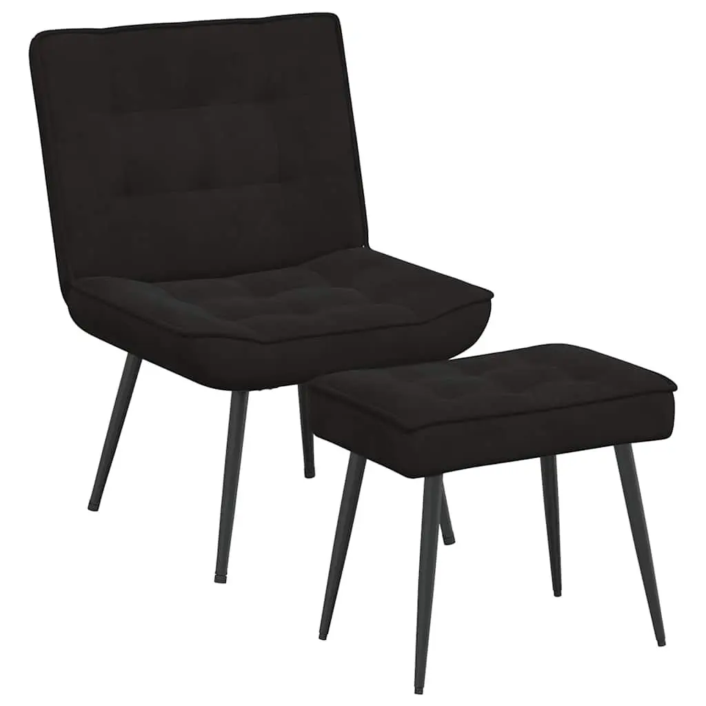 Relaxing Chair with Footrest Bedroom Black Velvet Upholstered