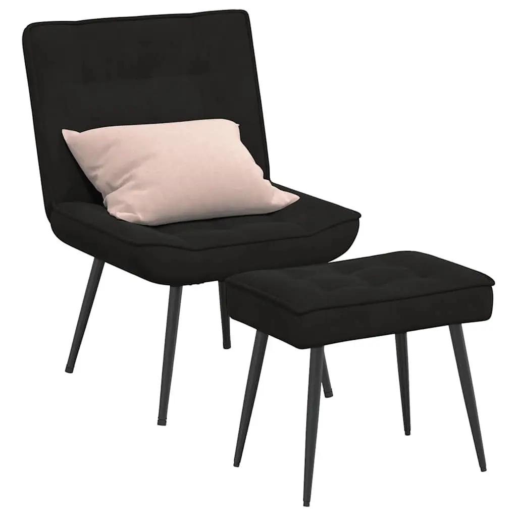Relaxing Chair with Footrest Bedroom Black Velvet Upholstered