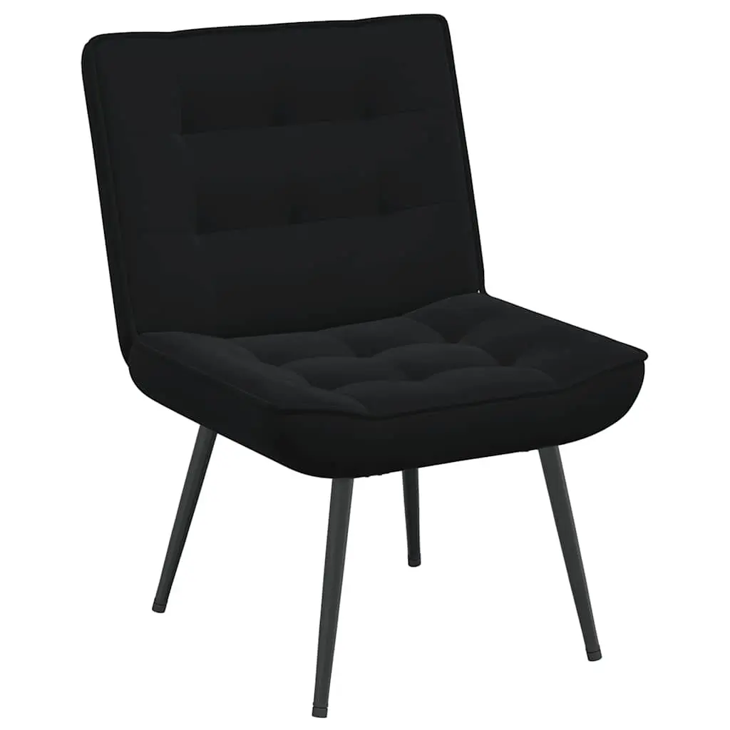 Relaxing Chair with Footrest Bedroom Black Velvet Upholstered