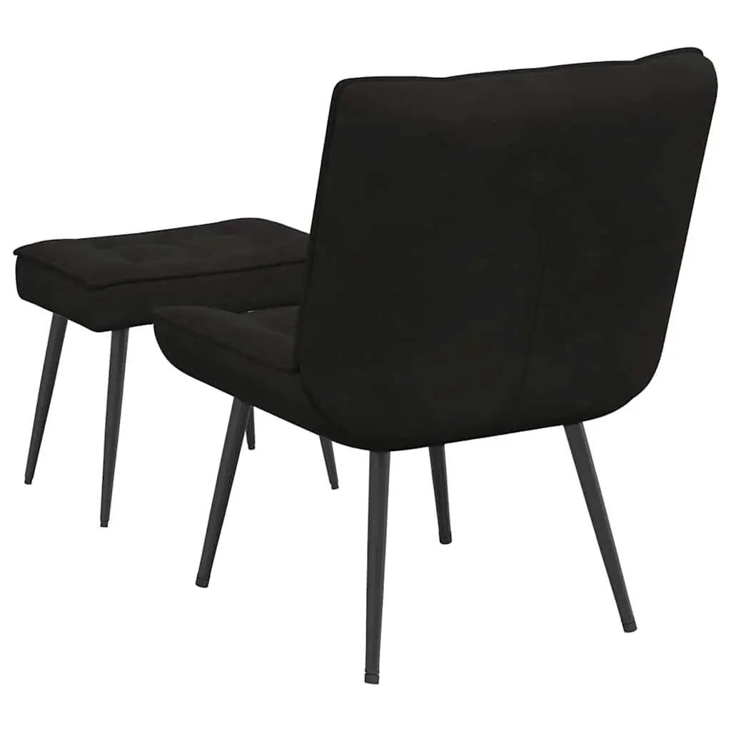 Relaxing Chair with Footrest Bedroom Black Velvet Upholstered