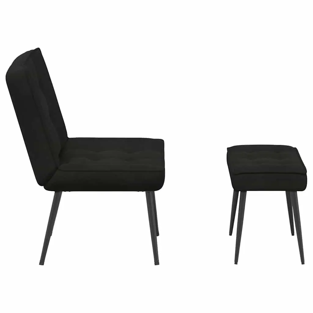 Relaxing Chair with Footrest Bedroom Black Velvet Upholstered