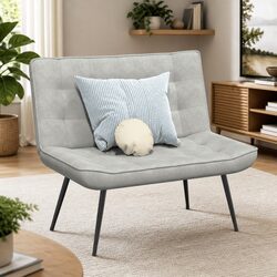110cm Grey Upholstered Velvet Bench with Dimensions