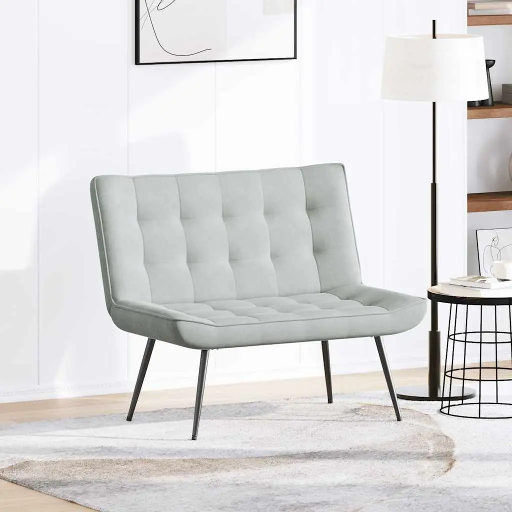 Bench Grey Upholstered Velvet Seat Backrest Living Room Bedroom 110cm