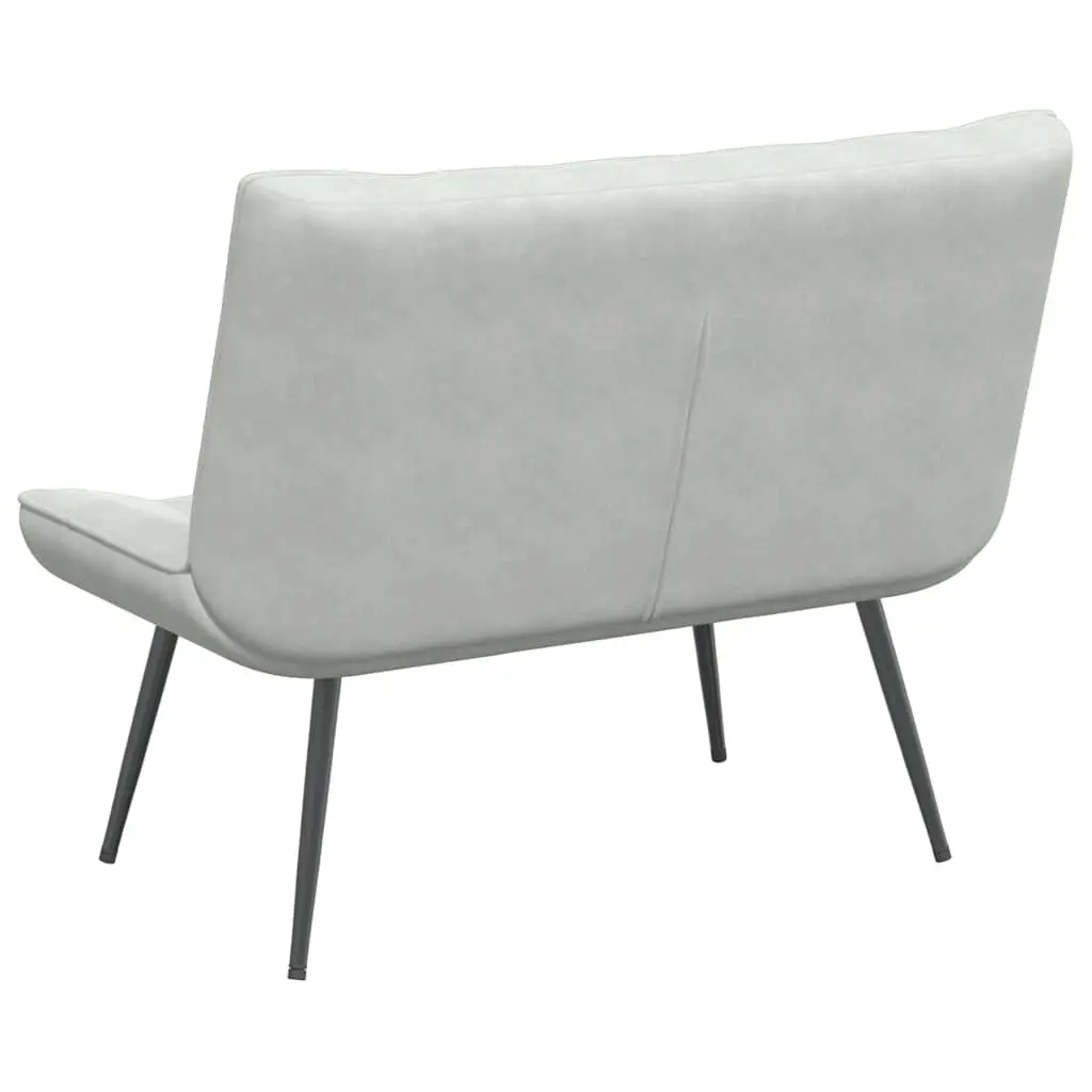 Bench Grey Upholstered Velvet Seat Backrest Living Room Bedroom 110cm