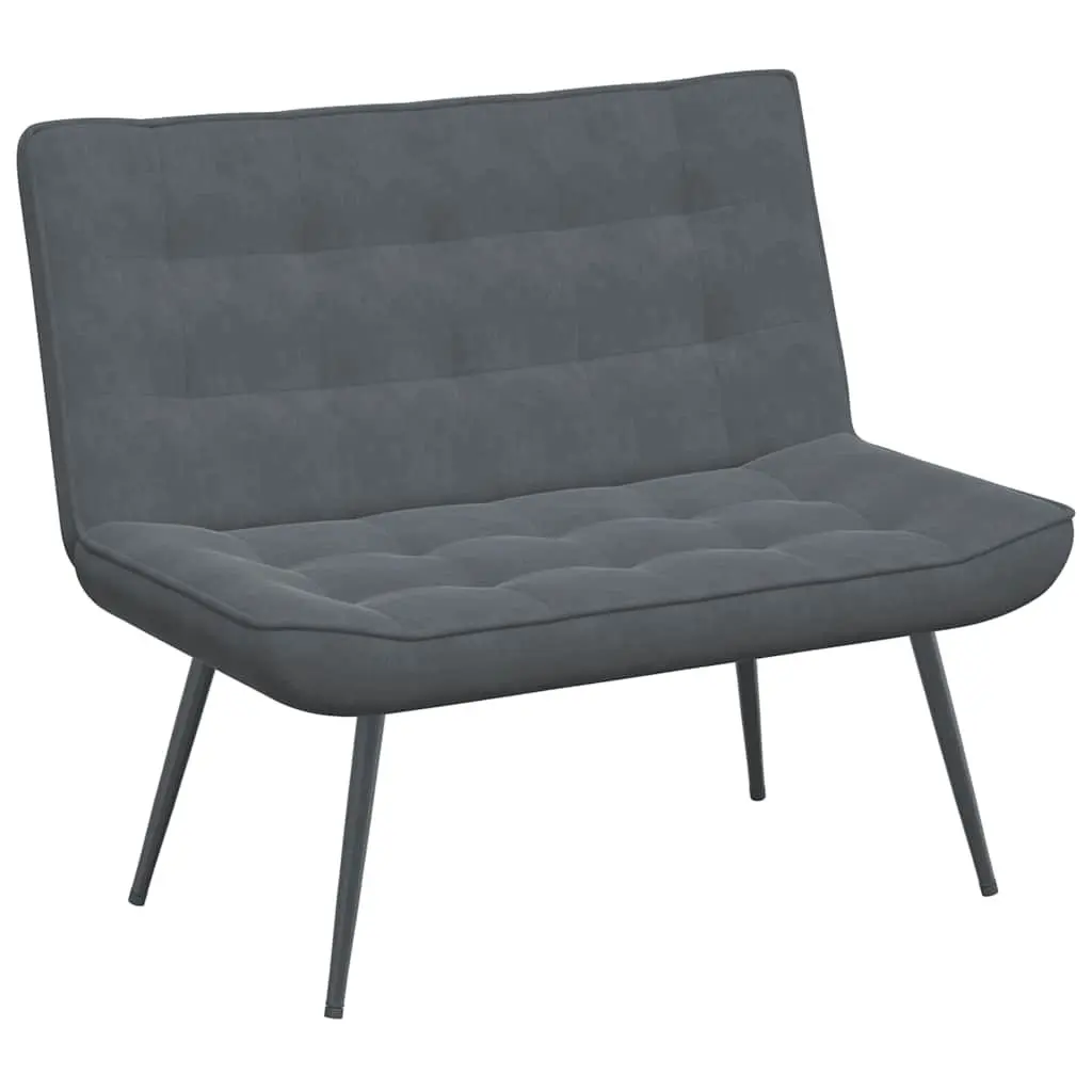 Grey Velvet Bench Seat Living Room Furniture Backrest Support 110 x 74 x 84 cm