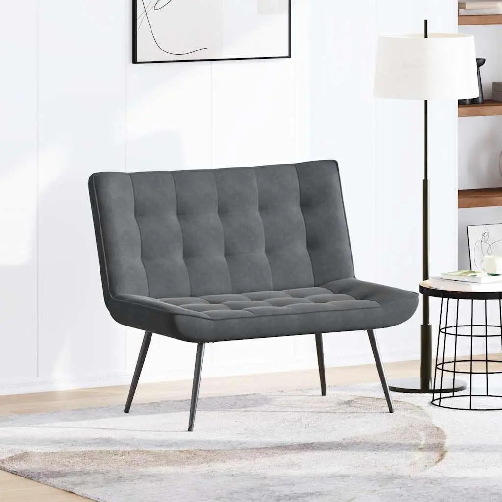 Grey Velvet Bench Seat Living Room Furniture Backrest Support 110 x 74 x 84 cm