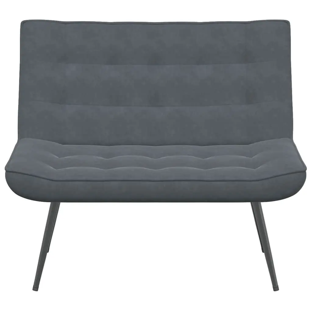 Grey Velvet Bench Seat Living Room Furniture Backrest Support 110 x 74 x 84 cm