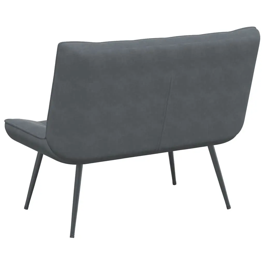 Grey Velvet Bench Seat Living Room Furniture Backrest Support 110 x 74 x 84 cm