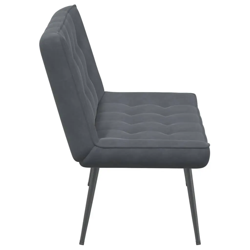 Grey Velvet Bench Seat Living Room Furniture Backrest Support 110 x 74 x 84 cm