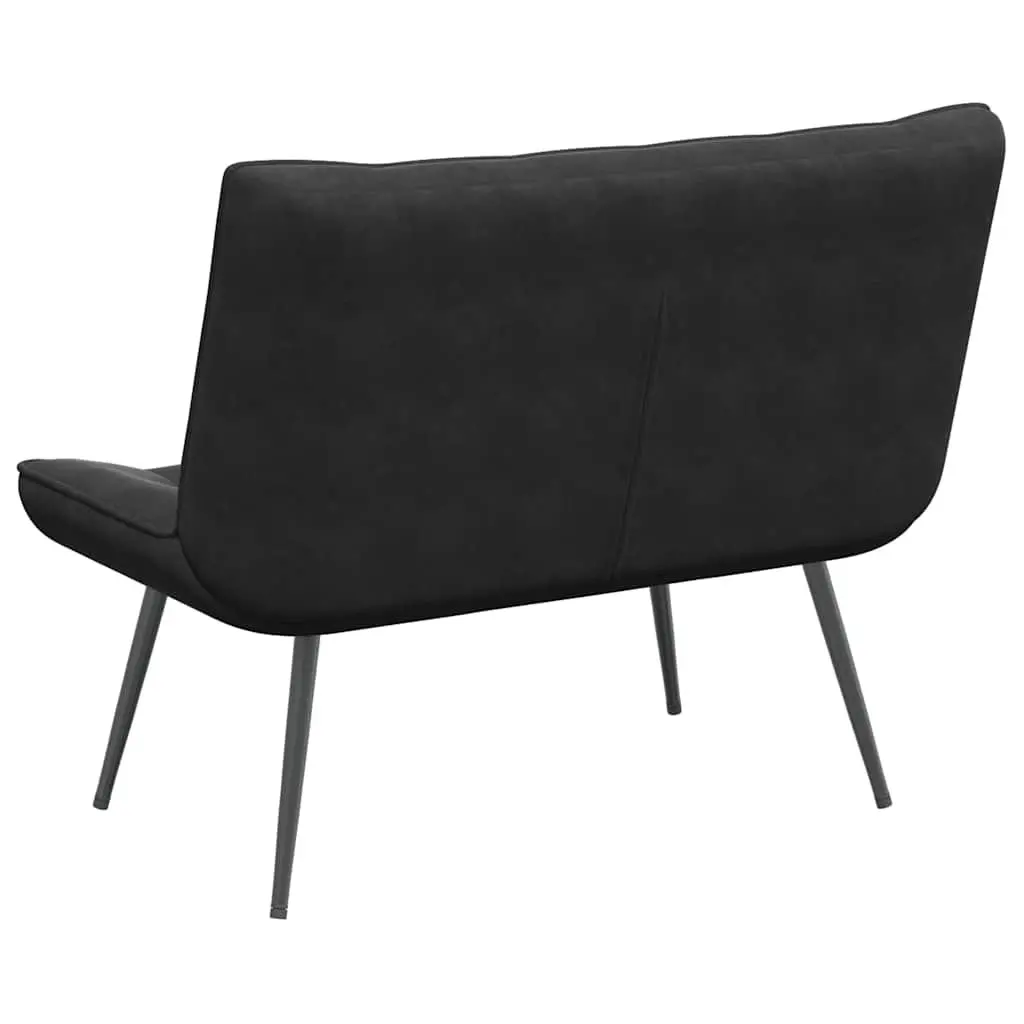 Black Velvet Bench with Backrest for Living Room 110 x 74 x 84 cm