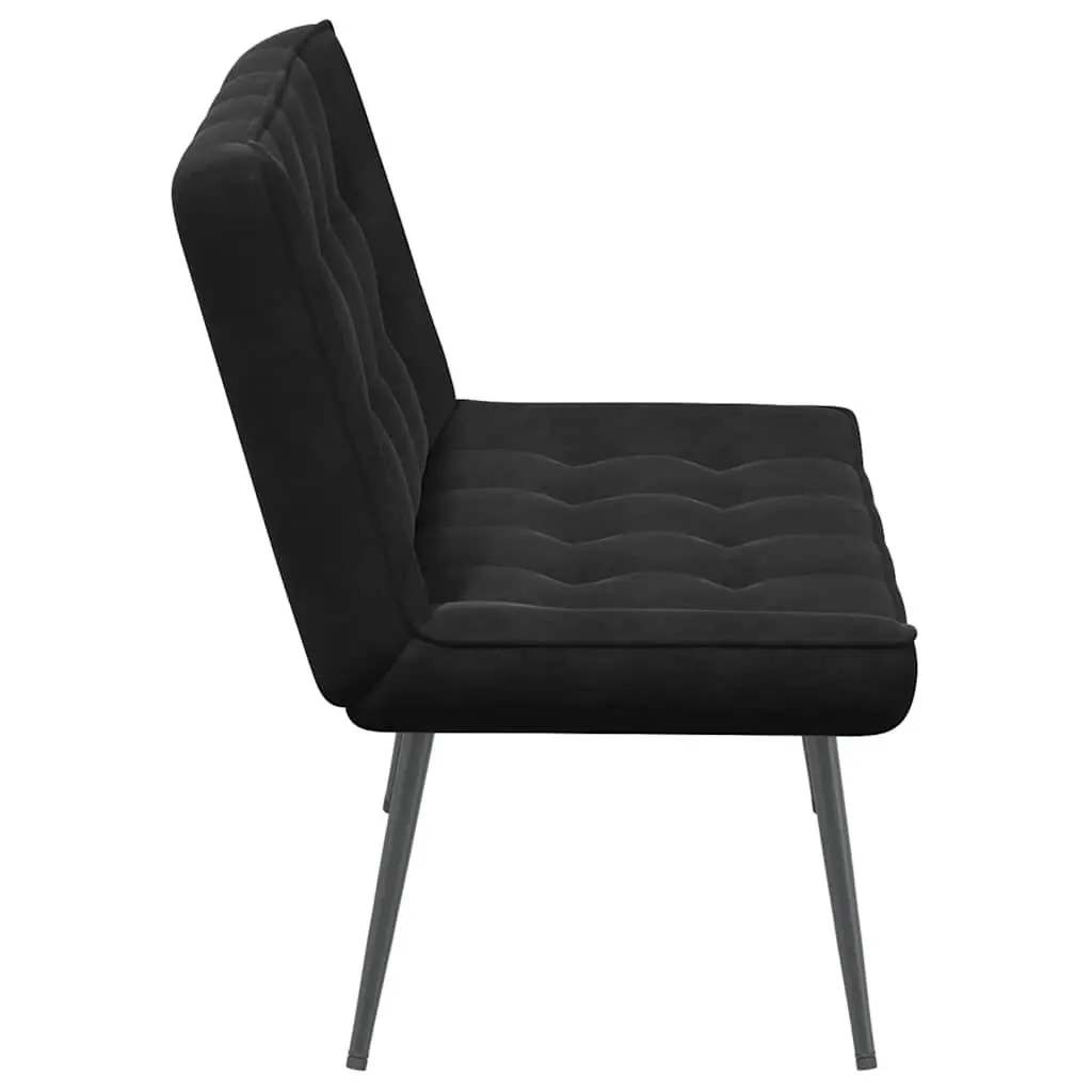 Black Velvet Bench with Backrest for Living Room 110 x 74 x 84 cm