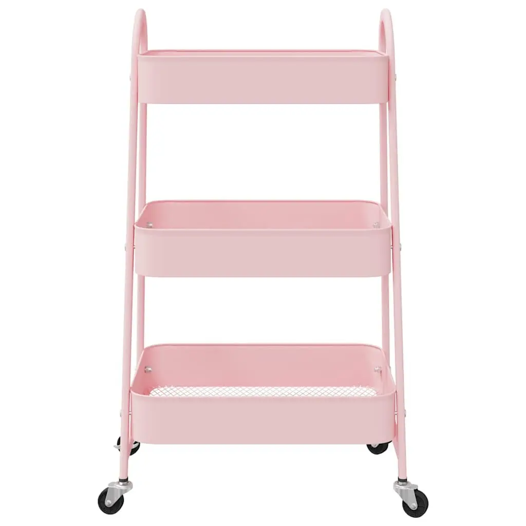 Storage Trolley 3-Tier Kitchen Organiser Cart Casters Brakes Handles Mobile