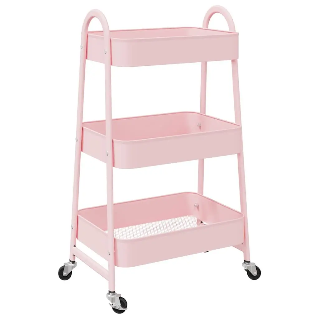 Storage Trolley 3-Tier Kitchen Organiser Cart Casters Brakes Handles Mobile