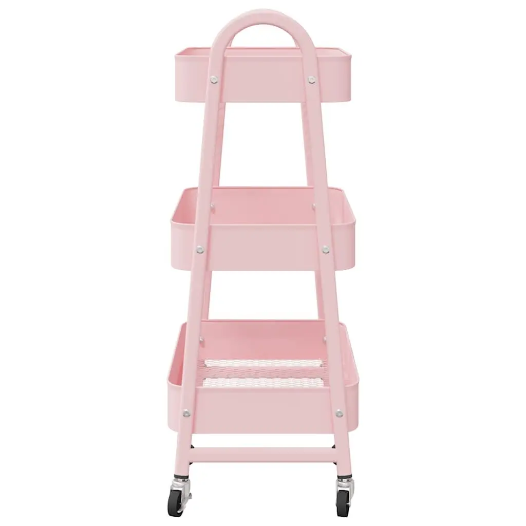 Storage Trolley 3-Tier Kitchen Organiser Cart Casters Brakes Handles Mobile