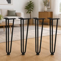 Hairpin Table Legs Set of 4 - 42 cm Black Steel