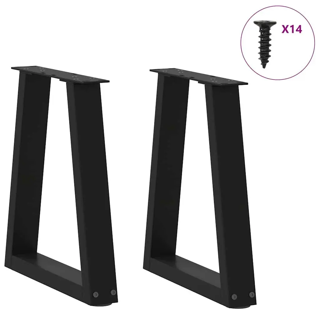 Coffee Table Legs V-Shape Steel Pair Black Modern Furniture Support 38x42-43.3cm