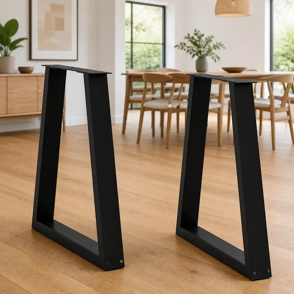 V-Shape Dining Table Legs Steel for Dining Room Black 60x72-73.3 cm