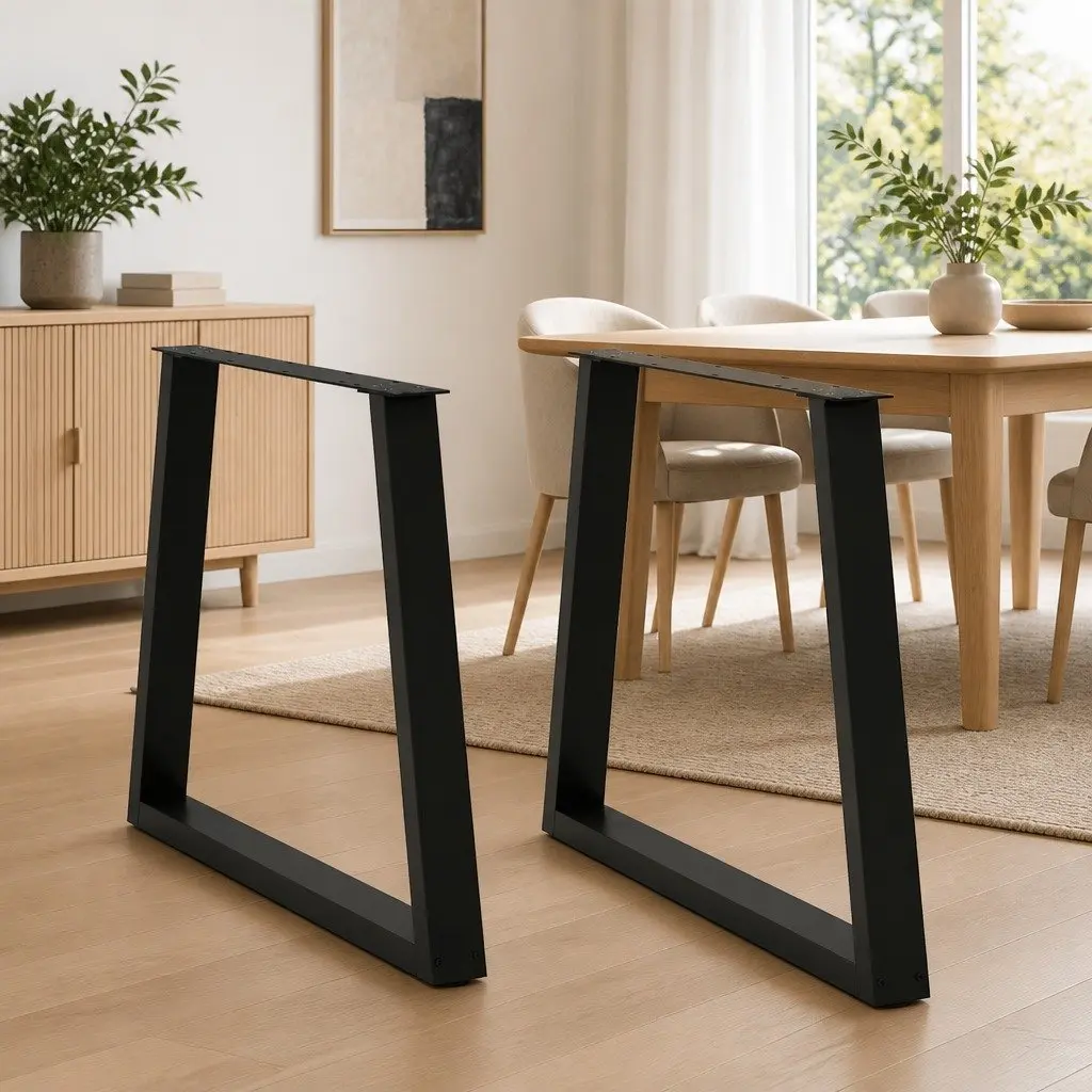 Dining Table Legs V-Shape Steel for Custom Dining Table Black 70x72-73.3cm 2pcs Adjustable Levellers