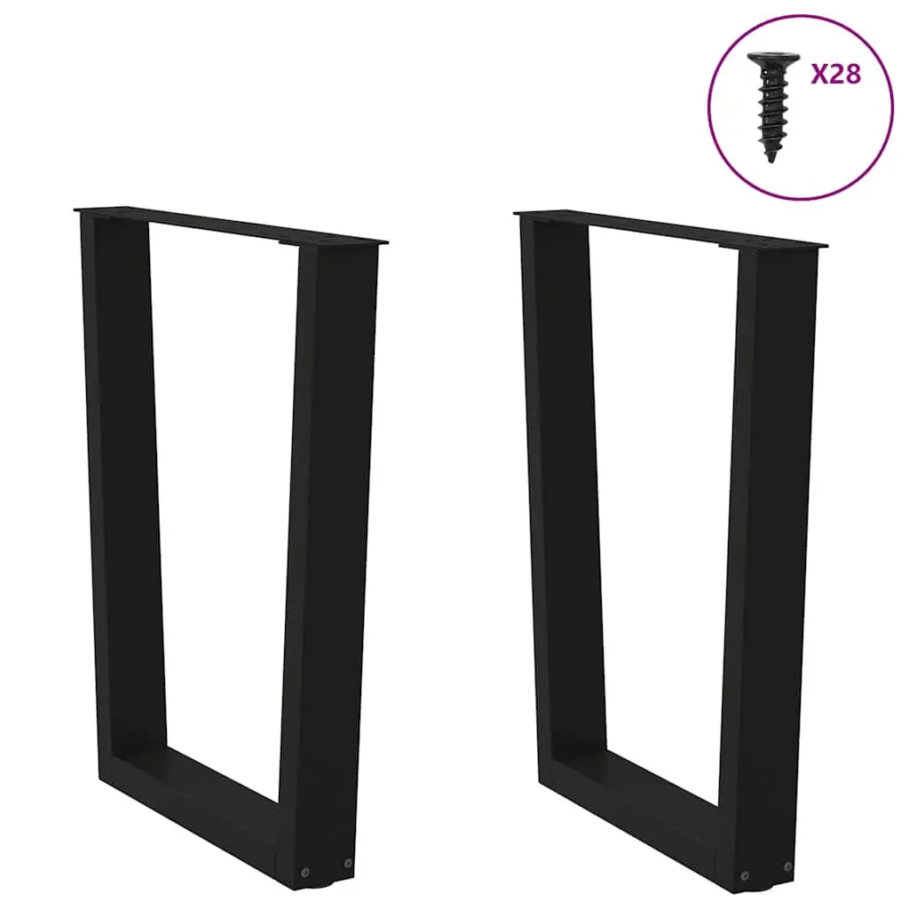 V-Shape Dining Table Legs 2pcs Black Steel Furniture Support Frame Adjustable