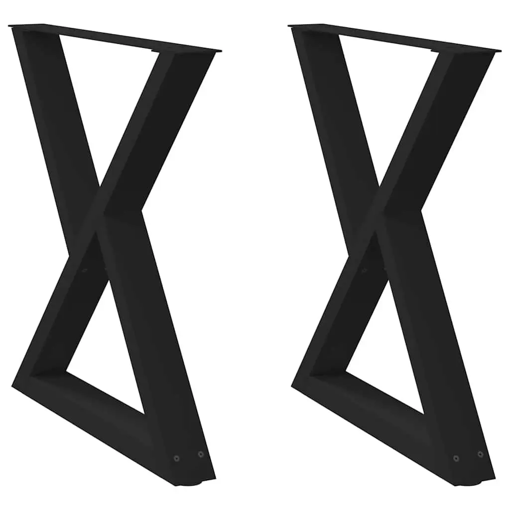 Dining Table Legs 2 pcs Black Steel 70x72-73.3cm with Adjustable Feet Levellers