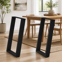 Dining Table Legs U-Shaped Steel 60x72-73cm Black Set of 2 Furniture Support