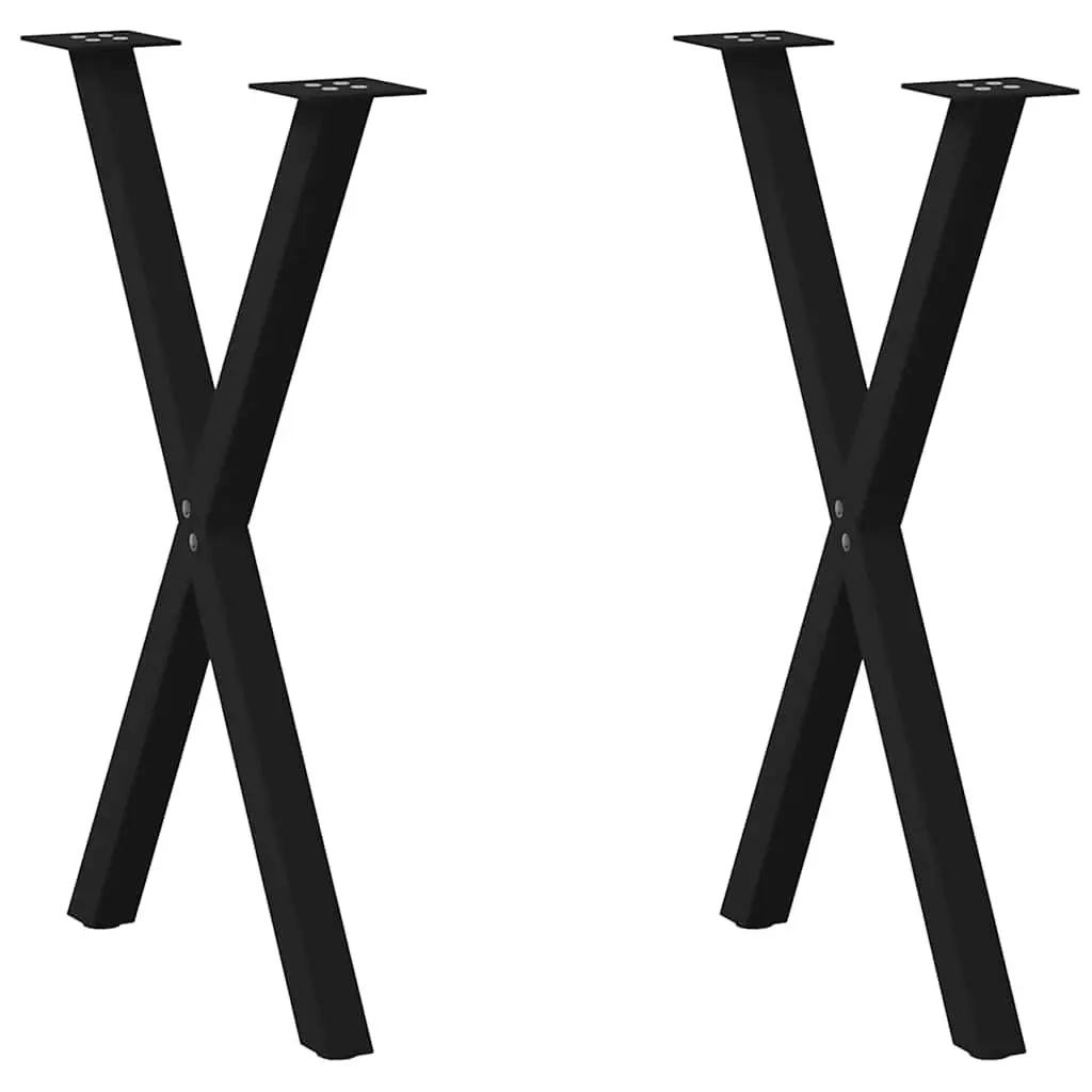 X-Shaped Dining Table Legs Steel Support Frame 57x72cm Black Set of 2